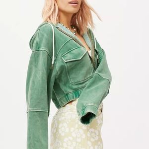 Urban Outfitters & Yogi Fleece Cropped Hoodie Sweatshirt